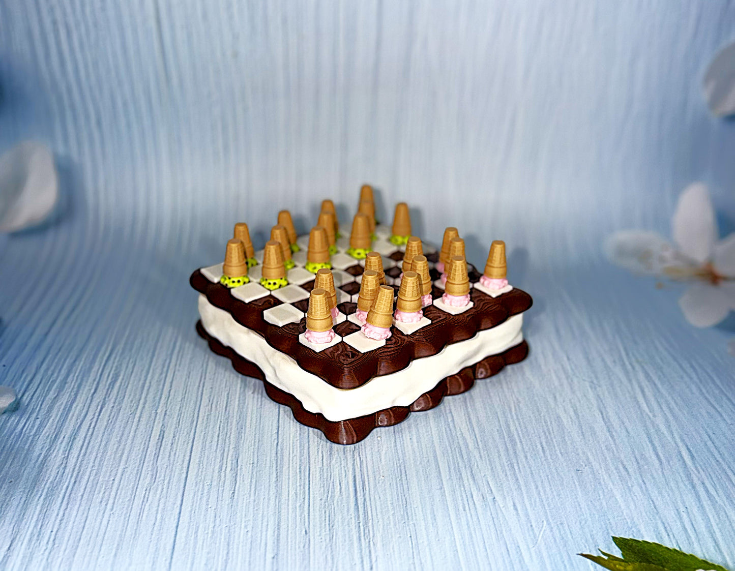 Ice Cream Checkers - 3D Printed- Ice Cream Cake is Container - Wonderland 3D Printing 