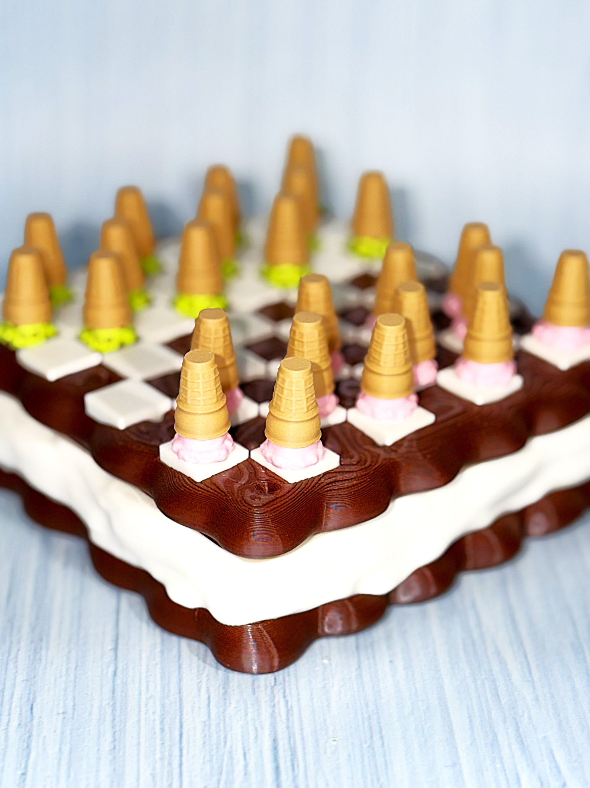 Ice Cream Checkers - 3D Printed- Ice Cream Cake is Container - Wonderland 3D Printing 