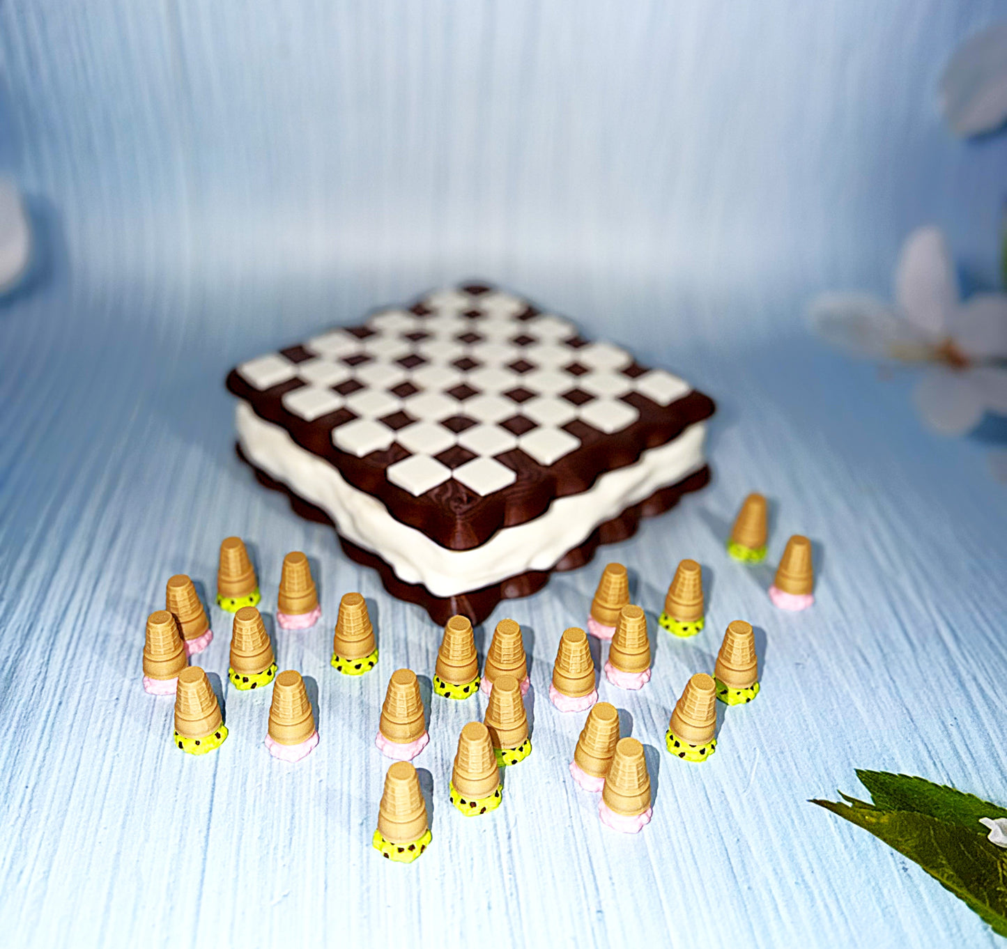 Ice Cream Checkers - 3D Printed- Ice Cream Cake is Container - Wonderland 3D Printing 