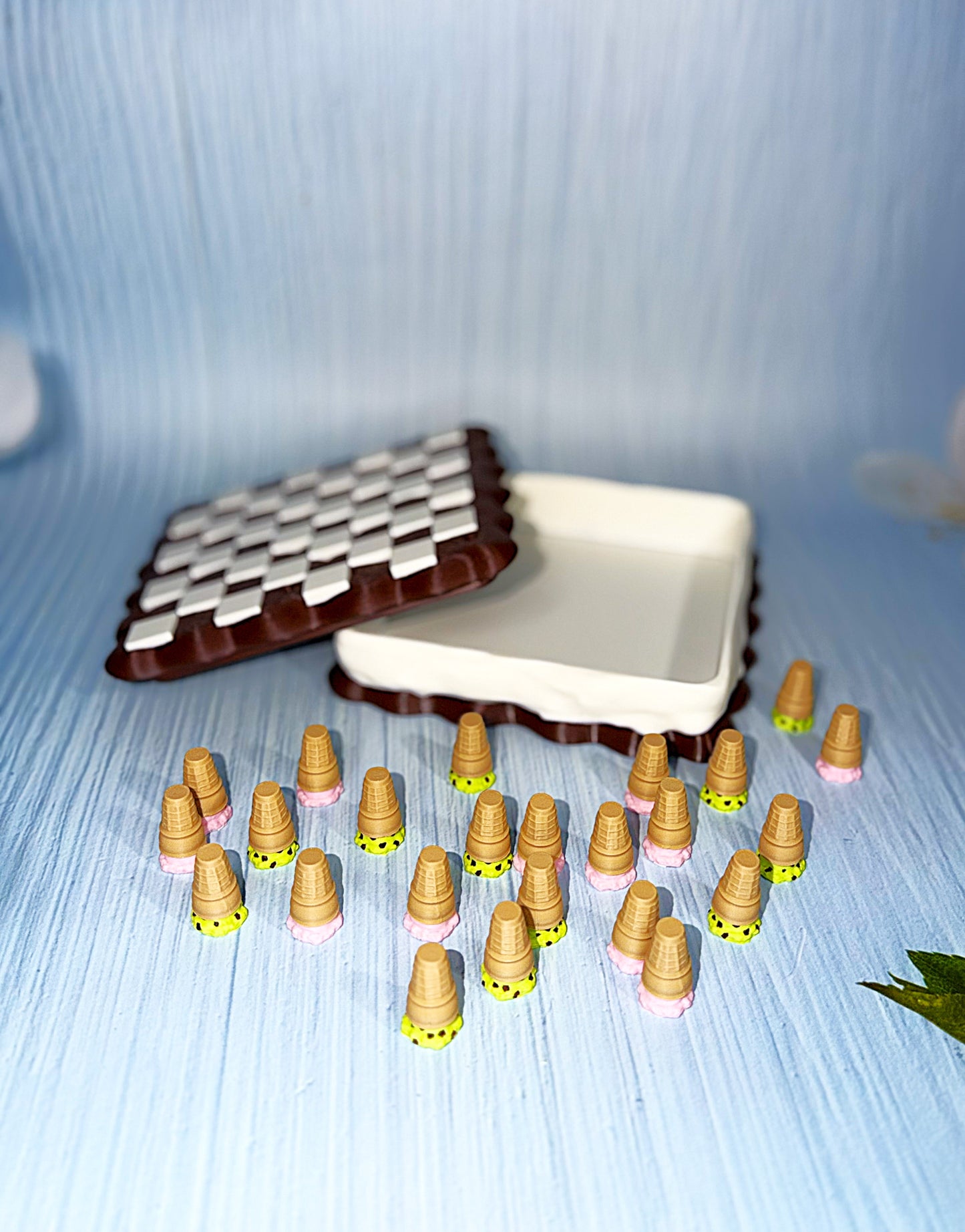 Ice Cream Checkers - 3D Printed- Ice Cream Cake is Container - Wonderland 3D Printing 