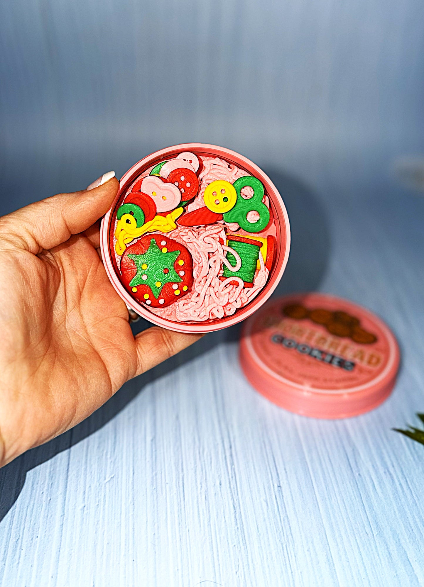 Clicker Sugar Cookie Container with Sewing Edition Options-3d printed - Wonderland 3D Printing 