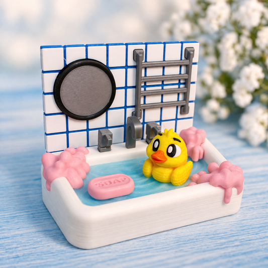 3D Printed Ducky Bathtub Toy, Cute Mini Duck Bath Scene, Desk Decor, Gift for Kids & Adults, Kawaii Bathroom Decor, Collectible Figurine - Wonderland 3D Printing 