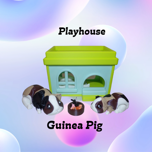 Guinea Pig Articulated 3d Printed Figurine with Playhouse Options