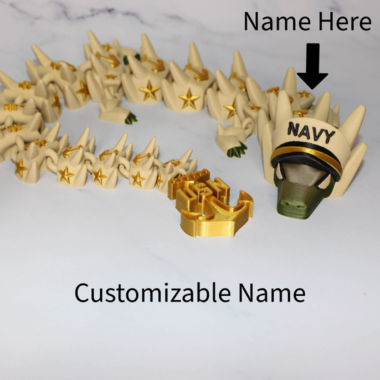Navy Dragon 3D Printed Articulated Figurine