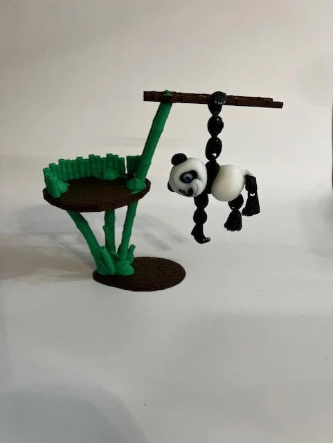 Panda Bear with Bamboo Stand 3D Printed Articulated Flexi Fidget