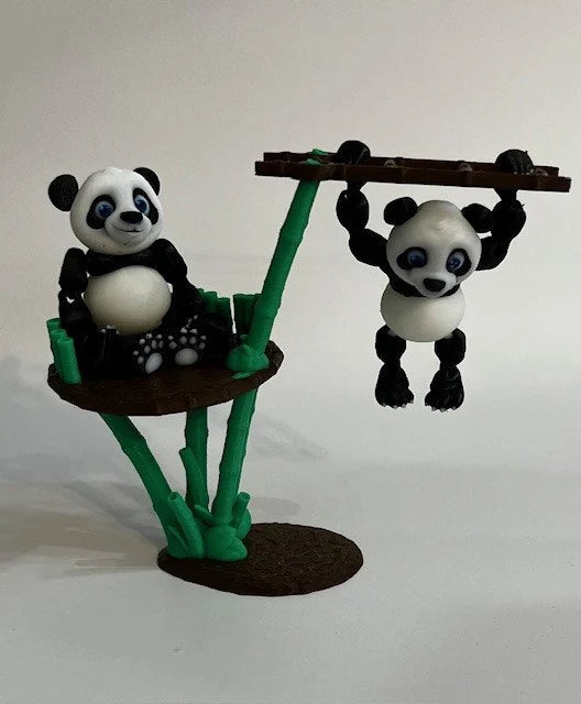 Panda Bear with Bamboo Stand 3D Printed Articulated Flexi Fidget