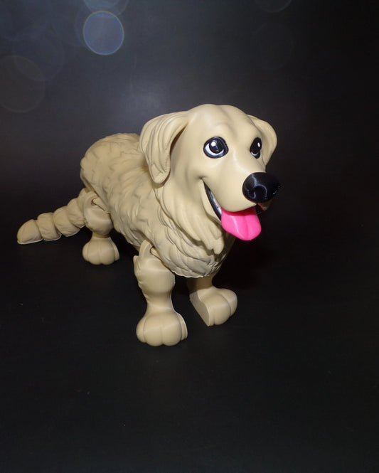 Golden Retriever:3D Printed Articulated Golden Retriever - Wonderland 3D Printing 