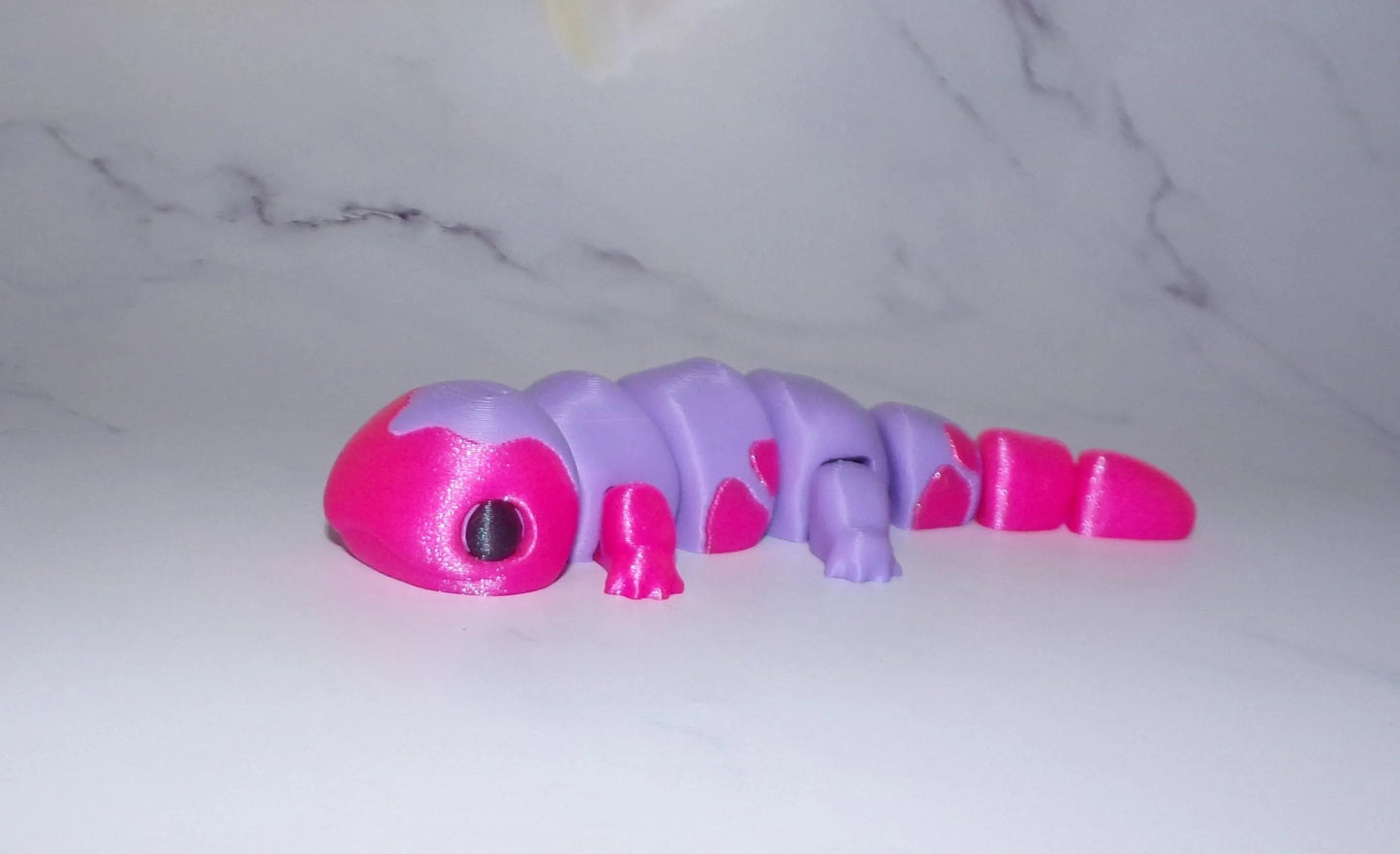 4 Pack Gecko, Caterpillar, Worm or Grub-Randomly Chosen- 3D Printed Articulated Flexi Fidget Figurine - Wonderland 3D Printing 