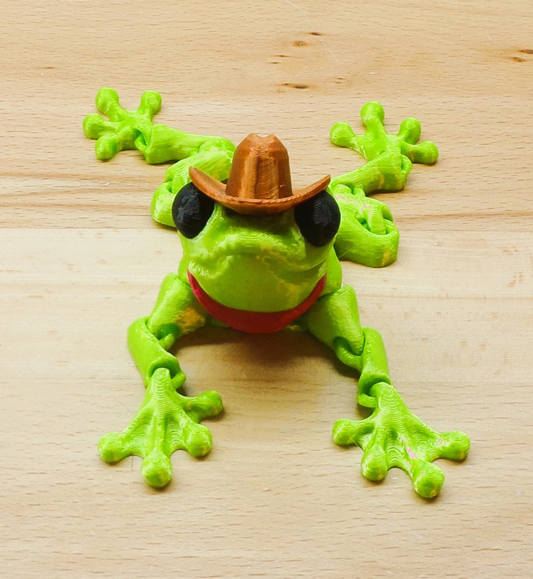 Cowboy Frog: 3D Printed Articulated Fidget Toy - Wonderland 3D Printing 