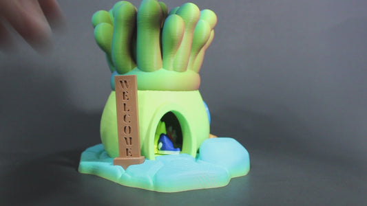 Sea Anemone House with Fish Articulated Flexi Fidget Full Color 3D Printed Toy