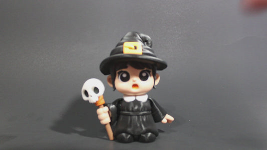 3D Printed Articulated Cute Witch Figurine