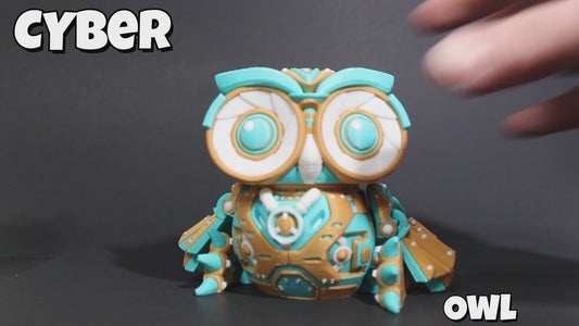 3D Printed Cyber Owl Figurine: Articulated Flexi Toy-4.5" tall